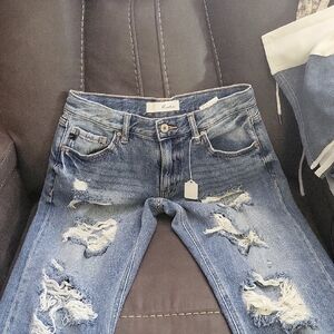 KanCan Women's Ripped Denim Boyfriend Jeans